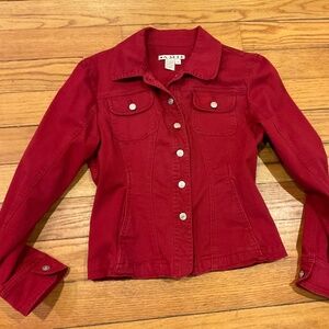 Women’s Denim Jacket Jean Jacket Red Small A.M.I.
